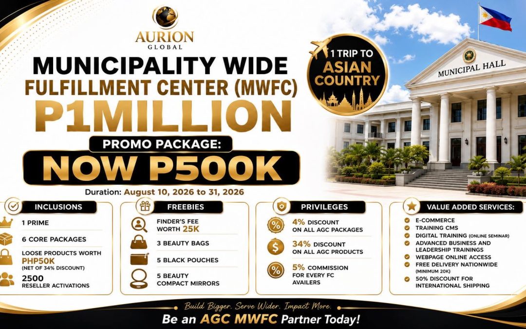 The AGC Municipality Wide Fulfillment Center (MWFC) Promo is your opportunity to own a high-potential territory while enjoying exclusive business privileges and rewarding incentives.